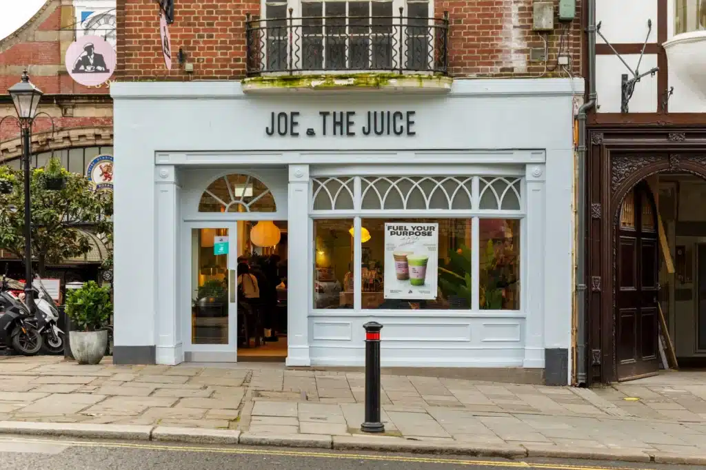 Joe & The Juice Windsor store with restored traditional shopfront on Thames Street